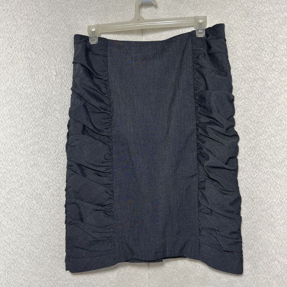 Cartonnier Anthropologie Women’s Sz 8 Pencil Stretch Ruched Pin Stripped Skirt